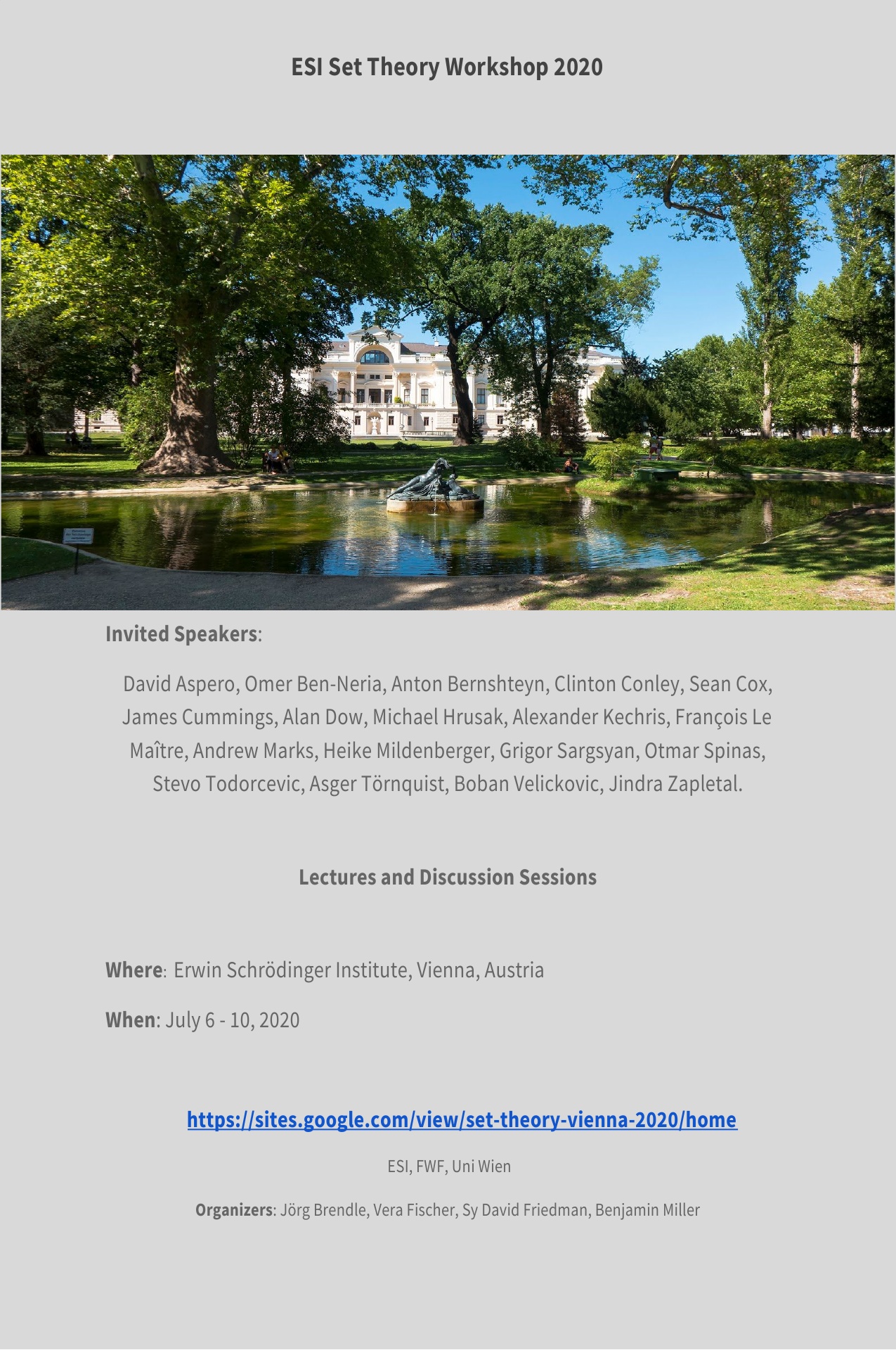 ESI Set Theory Workshop 2020 Poster